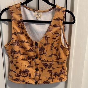 Sterling Women's Mustard Landscape Print Vest